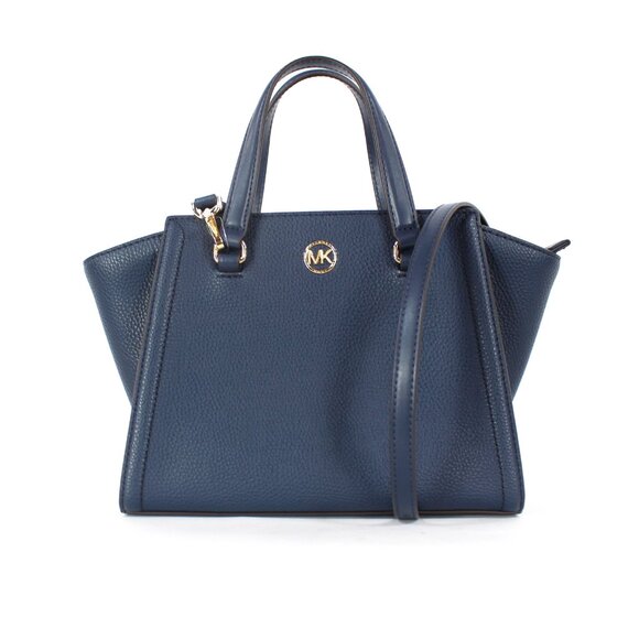 Michael Kors Freya Navy Blue Pebbled Leather Small Satchel Crossbody Handbag NEW - Picture 1 of 6